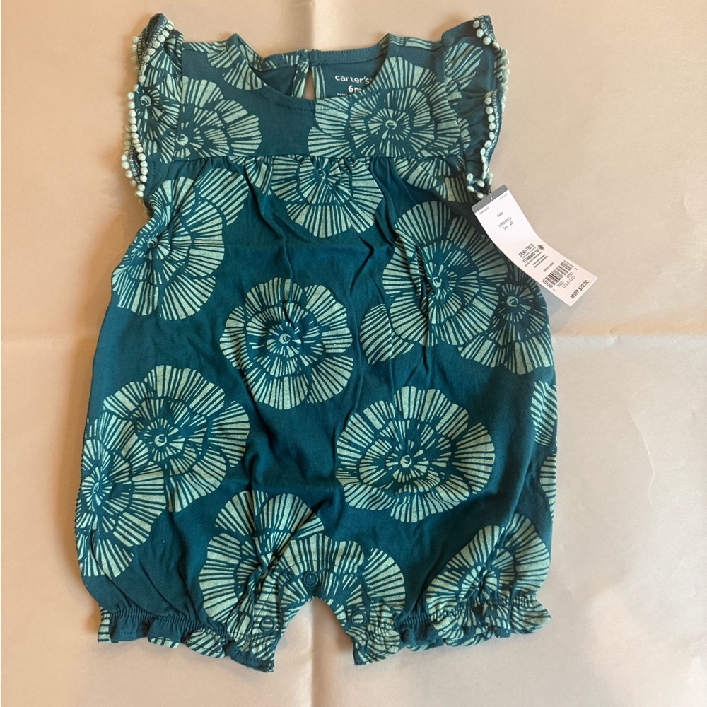 NWT Carter's Baby Romper (6 mos) Teal Blue